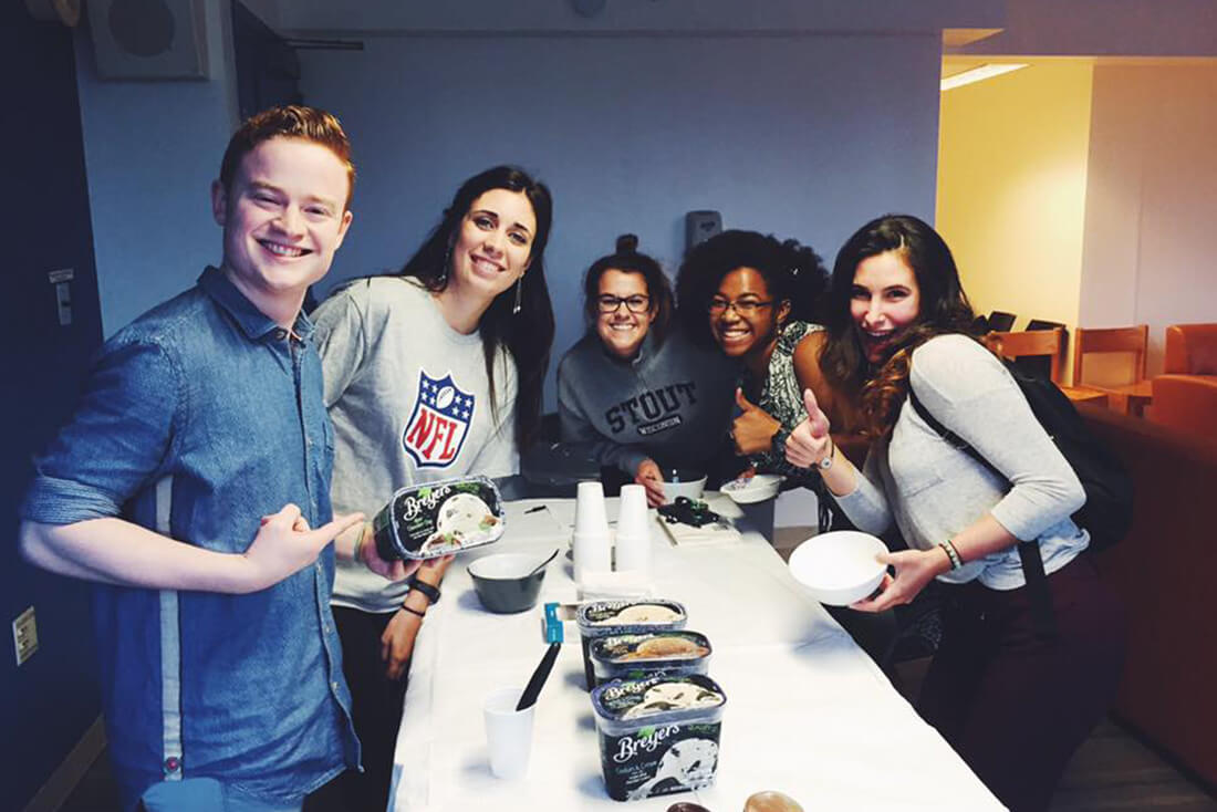 Residents enjoying a free EHS Student Life Ice Cream Social